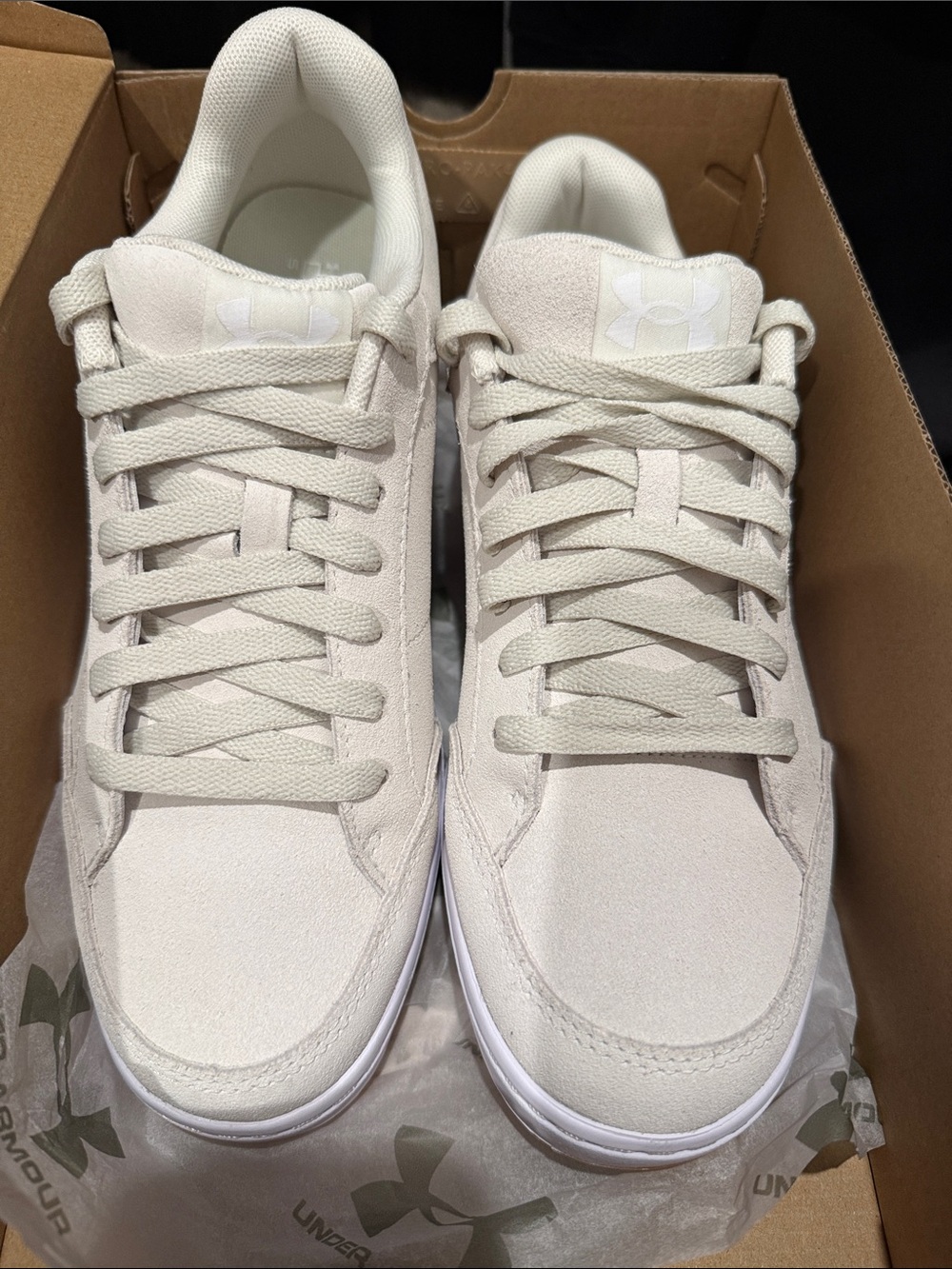 Under Armour Cream Low-Top Suede Sneakers